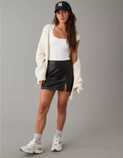 AE Vegan Leather High-Waisted Mini Skirt
