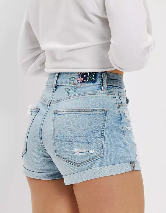 AE Stretch Curvy Denim Mom Shorts - Image 3
