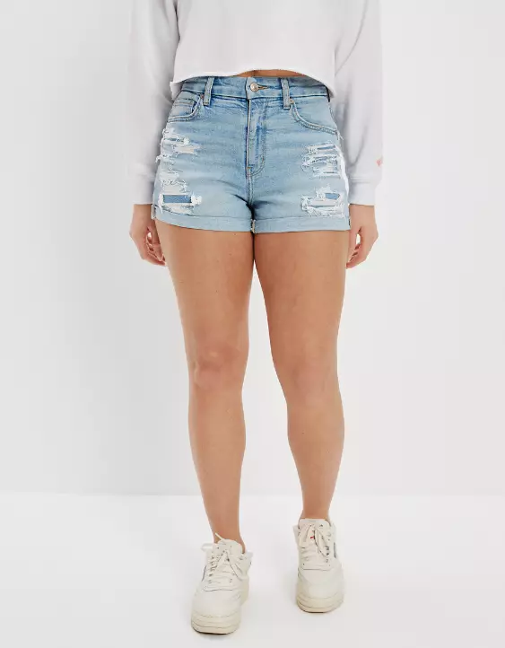 AE Stretch Curvy Denim Mom Shorts - Image 2