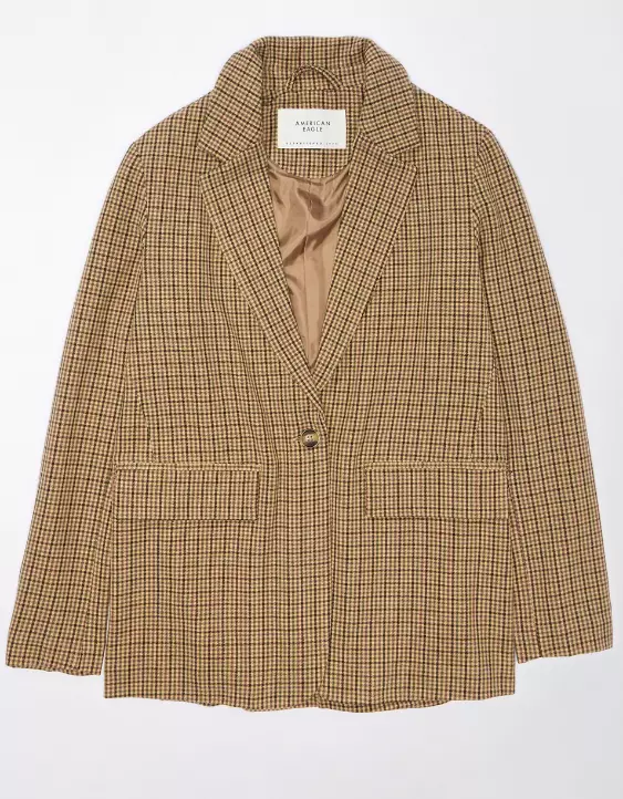 AE Oversized Plaid Boyfriend Blazer - Image 3