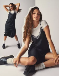 AE X The Ziegler Sisters Lace Slip Midi Dress