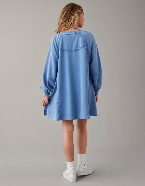 AE Long-Sleeve Fleece Babydoll Dress - Image 2