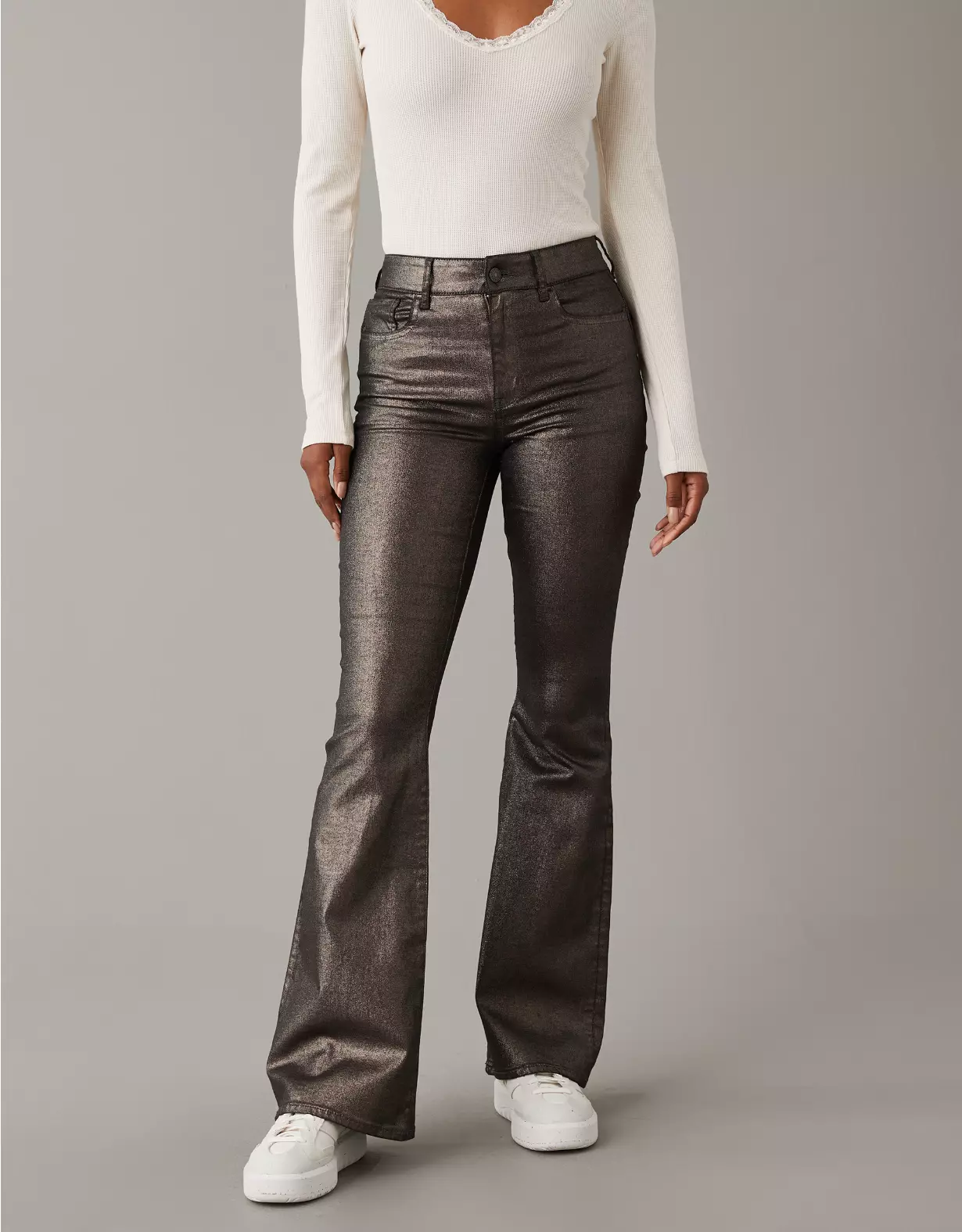 AE Stretch Glitter Super High-Waisted Flare Pant