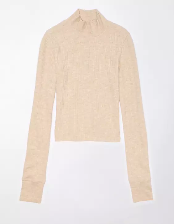 AE Long-Sleeve Cropped Hey Baby Mock Neck Tee - Image 3