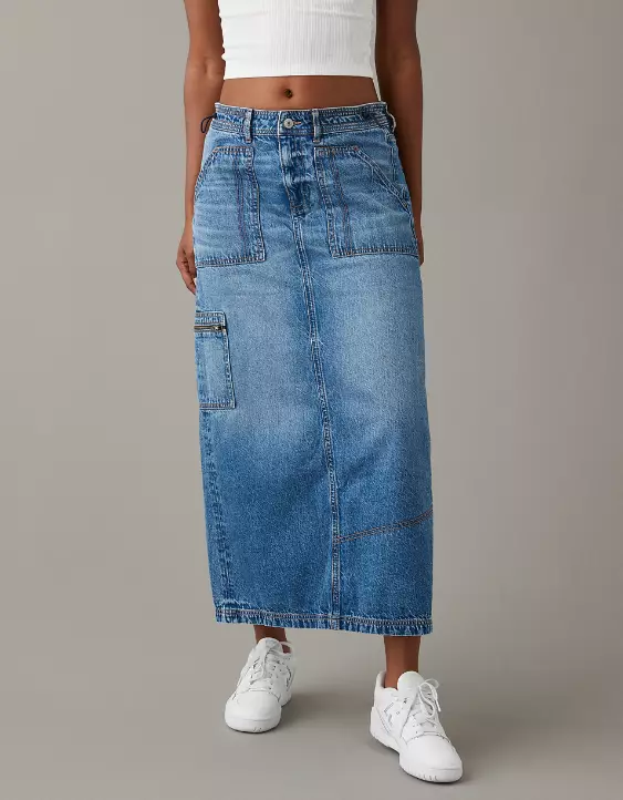 AE Low-Rise Denim Maxi Skirt - Image 2